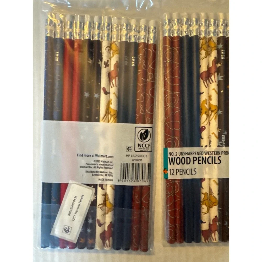 Pen+Gear No. 2 Wood Pencils Western Print 3 Packs 36 Count Total Unsharpened